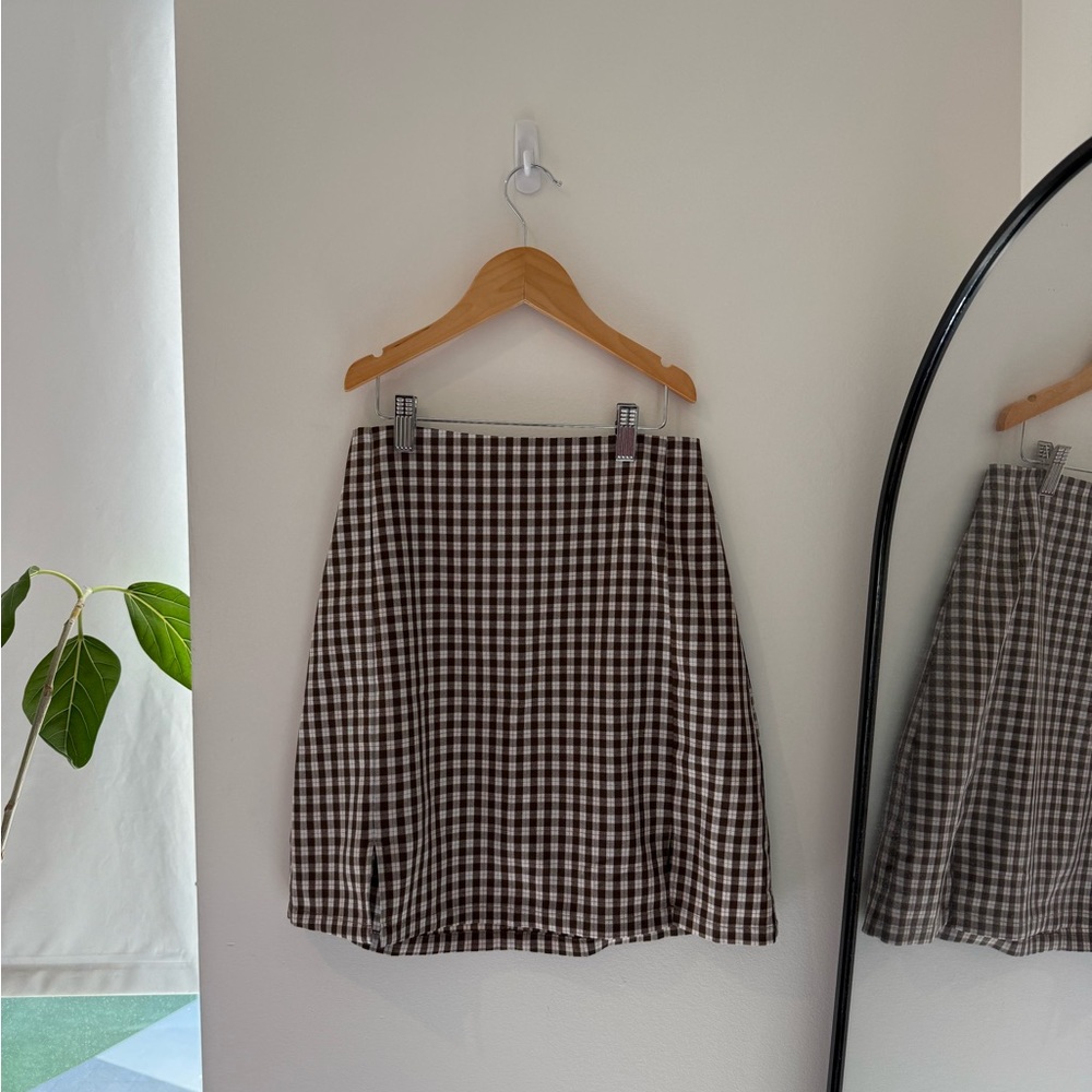 Princess Polly Tan and Brown Plaid Mini Skirt
